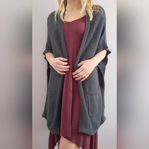 Old Navy Charcoal Grey Kimono Poncho Shrug Cardigan M-L
